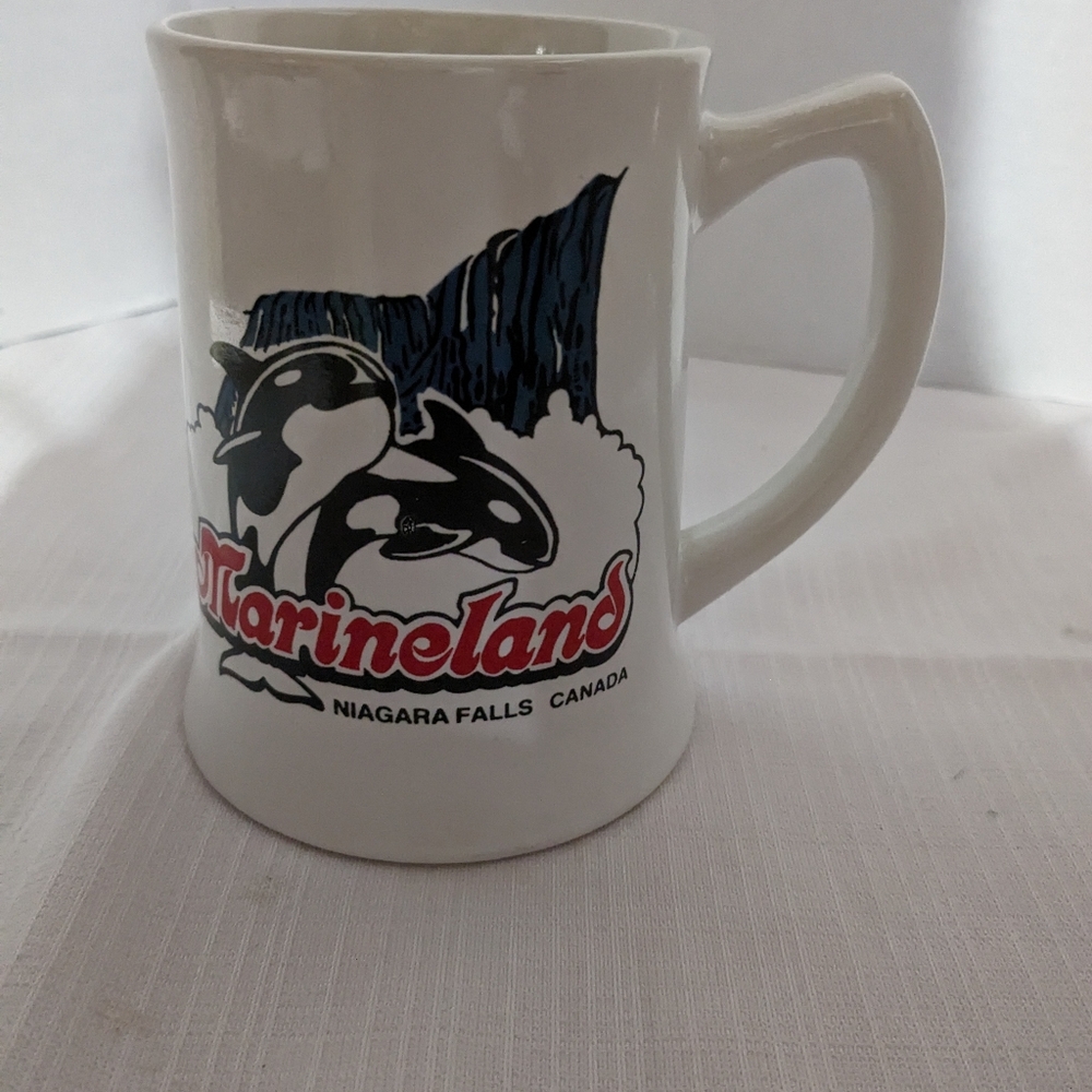VTG Marineland Ceramic Stein mug Niagara falls Canada Orca Whales Korea
